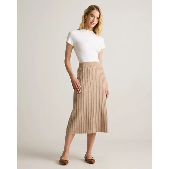 Quince Dresses & Skirts - Quince Mongolian Cashmere Midi Skirt Oatmeal Size S NWT Luxury Old Money Classic